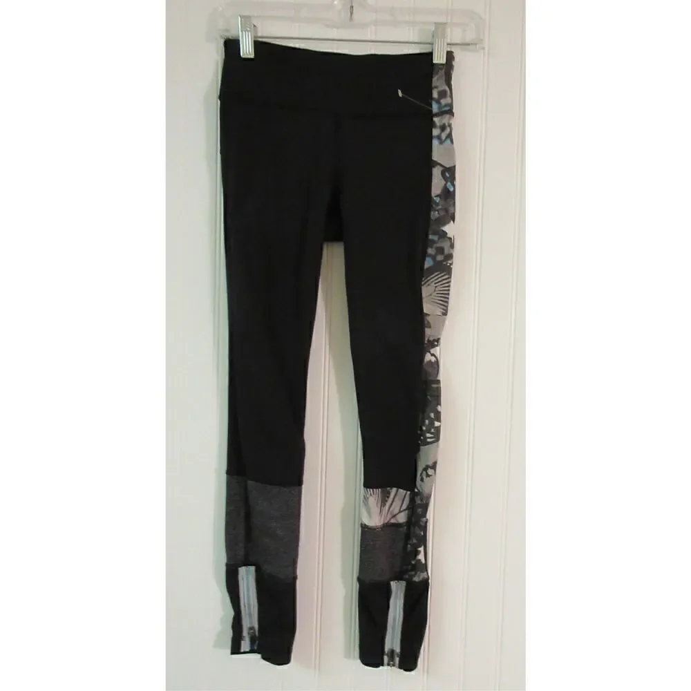 Lululemon athleisure yoga pants butterfly contrast sz 2